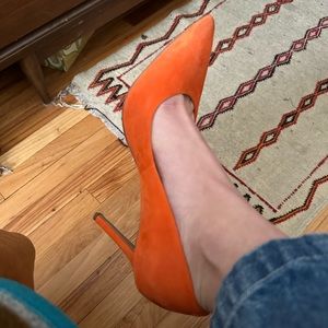 Sam Edelman Neon Orange Suede Pumps Size 9